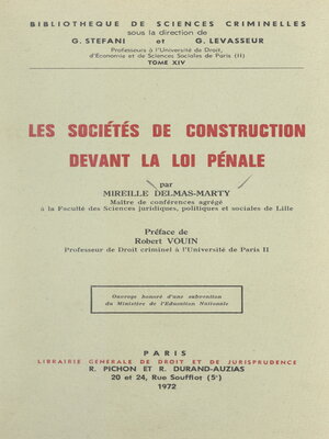 cover image of Les sociétés de construction devant la loi pénale